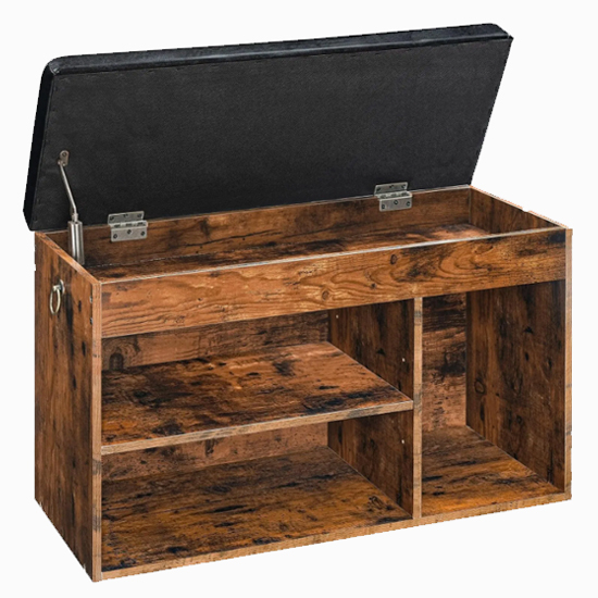 Retro Wood-Look Storage Bench